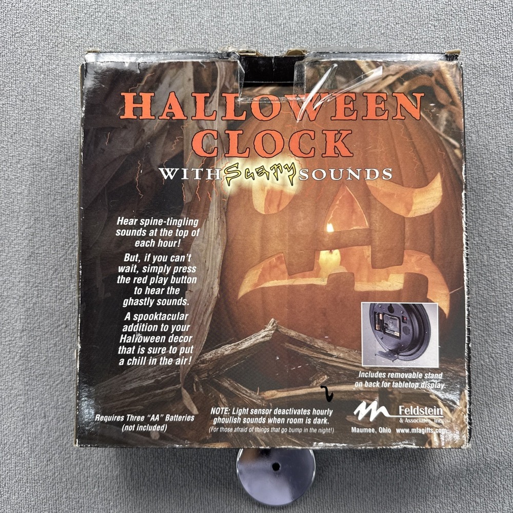 Mark Feldstein Halloween Clock With Scary Sounds -Wall Mount Only-TESTED Gold